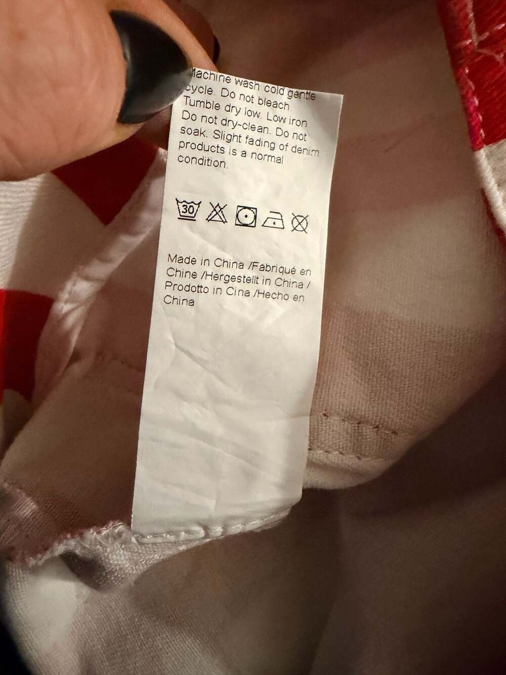 Imily Bela Women's Red and White Striped High Waisted Cropped Denim Jeans 12 - Picture 6 of 6